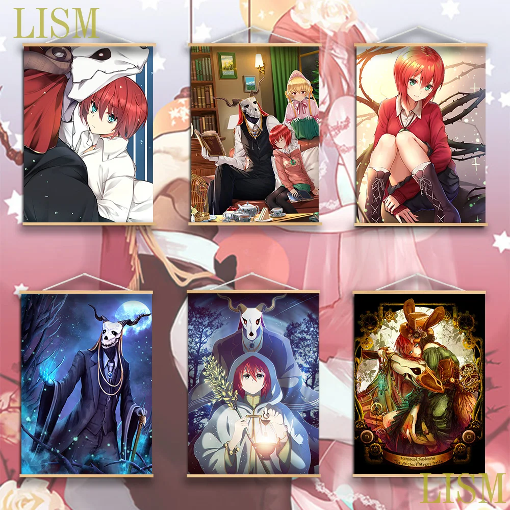 

Настенный постер с изображением древней магии, невесты, чизе, Хатори Элайас, Аниме Манга, свиток из массива дерева с картиной на холсте