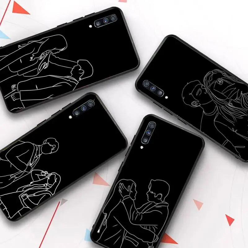 

Abstract Couple Line Drawing Phone Case for Redmi 8 9 9A for Samsung J5 J6 Note9 for Huawei NOVA3E Mate20lite cover