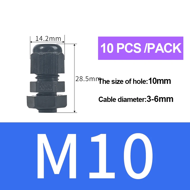 

Нейлоновые кабельные вводы IP68 M8-M20 набор из 10 штук