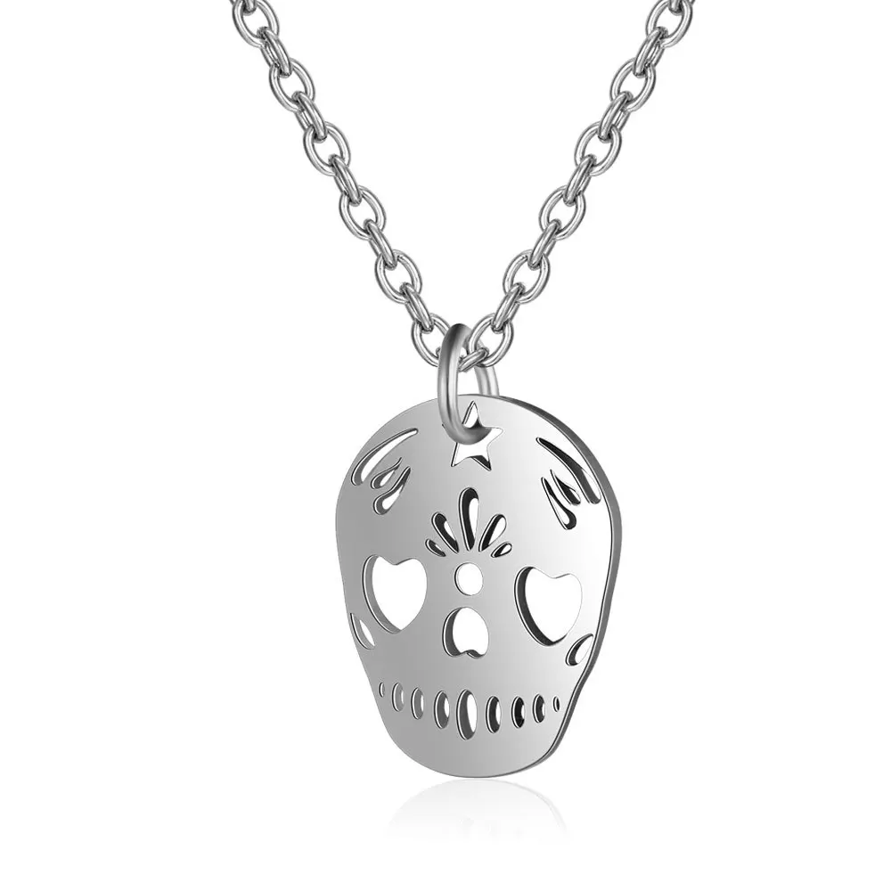 

Skull Flower Pendant Stainless Steel Necklace Jewelry Accessories Valentine's Party Gifts For Women Wholesale Gift