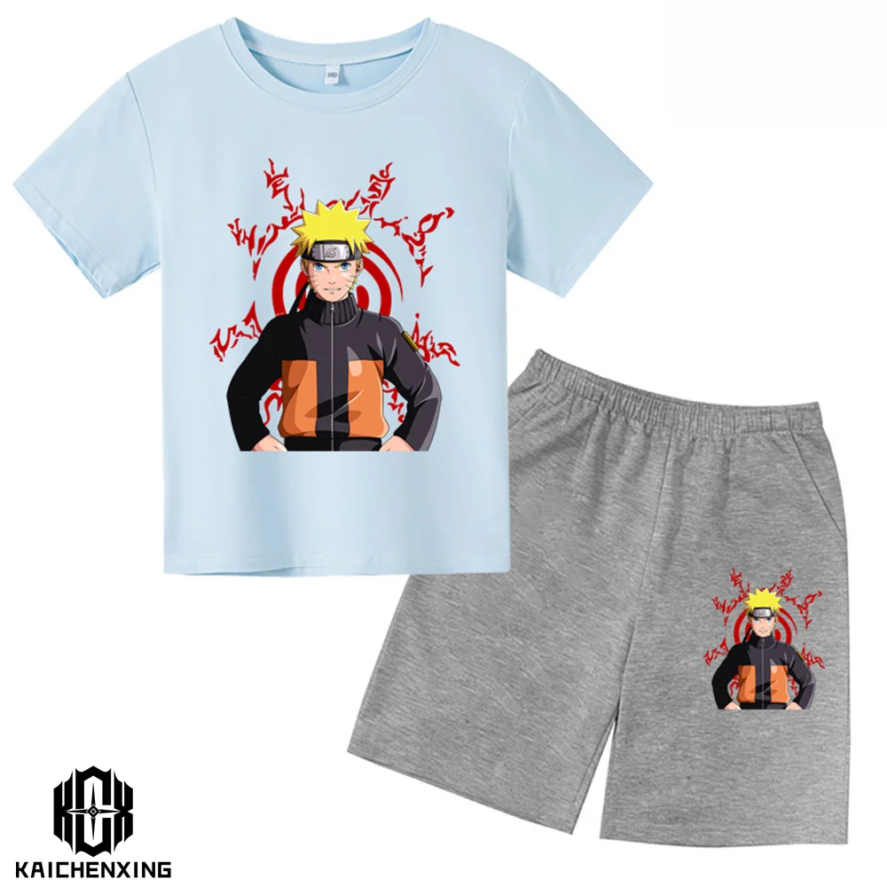 

Anime Kids Naruto Tshirt Sets Men Women Harajuku T-Shirt Casual Boys Teenager Tee Short Sleeve Print Shirts Girls Clothes