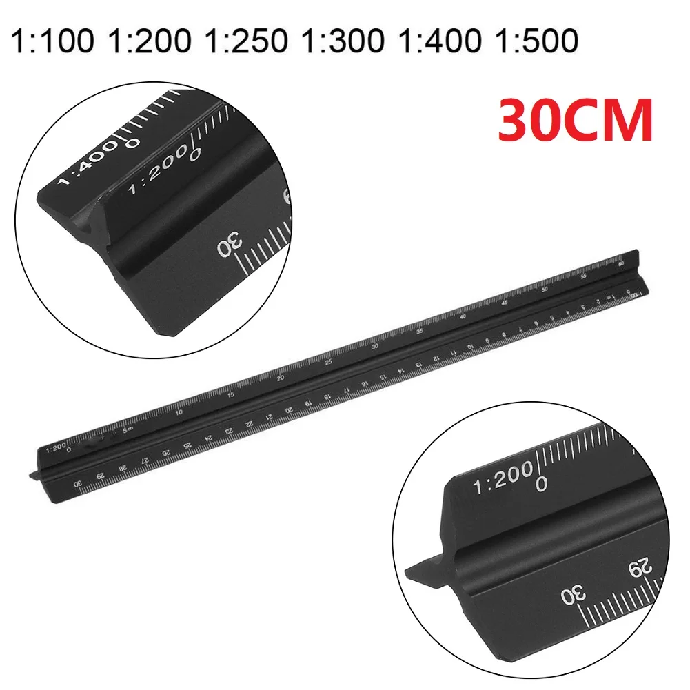 

Tool Triangular Scale Woodwork 1:300 1pcs Aluminum Alloy Black Designers
