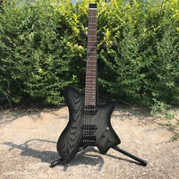 in stock! Portable headless electric guitar, black , 5-necked, American ASH body, round head stainless steel wire, free shipping