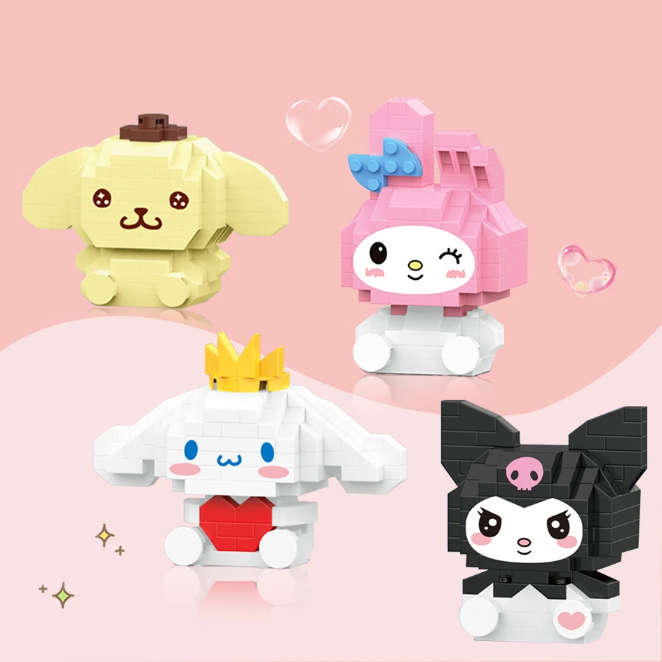 

Kuromi Cinnamoroll Building Block Anime Figure Microparticle Sanrio Ornament Decoration Assembled Toys Diy Model Puzzle Gifts
