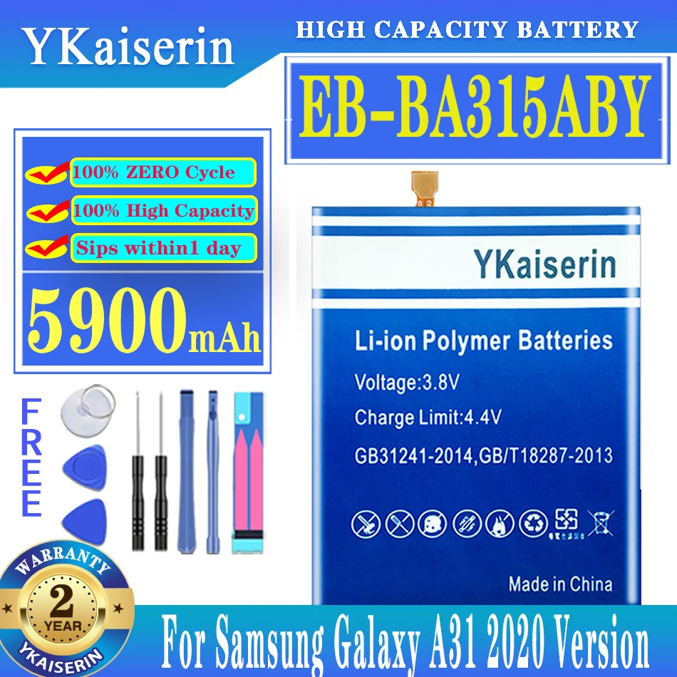 

YKaiserin EB-BA315ABY EBBA315ABY 5900mAh Battery for Samsung Galaxy A31 2020 Edition SM-A315F/DS SM-A315G/DS Batteries + Tools