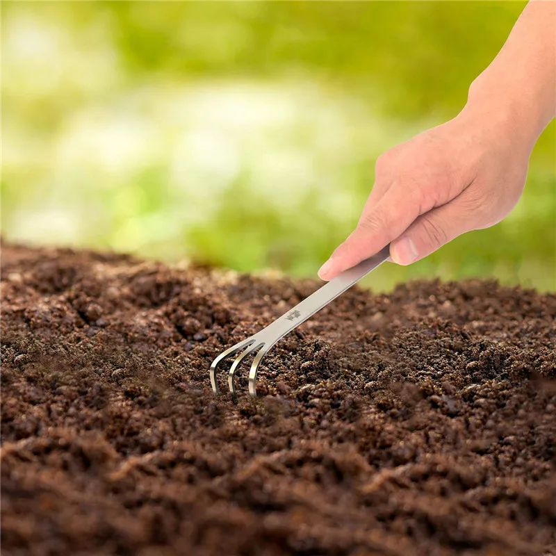 

Бесплатная доставка садовые грабли из нержавеющей стали бонсай корневой лопатка для ослабления почвы Многофункциональный садовый инструм...