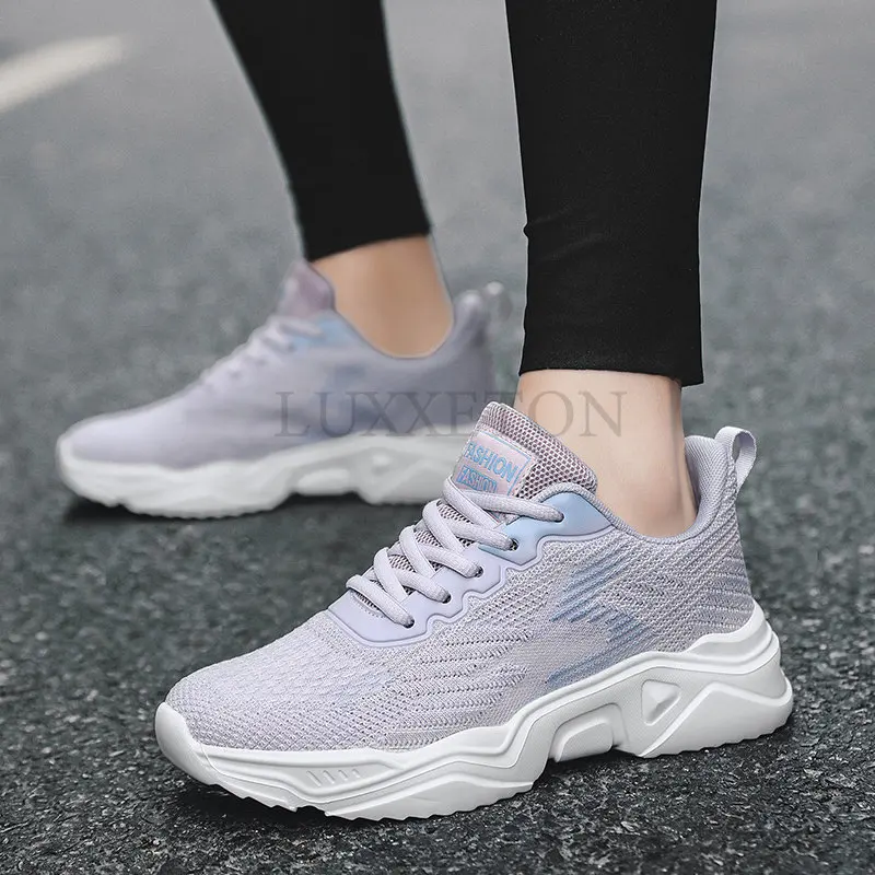 Ladies Sneakers Women's Mesh Flats Shoes Woman Lace Up Breathable Casual Female Shoe Comfort Candy Color Solid Ladies Plus Size