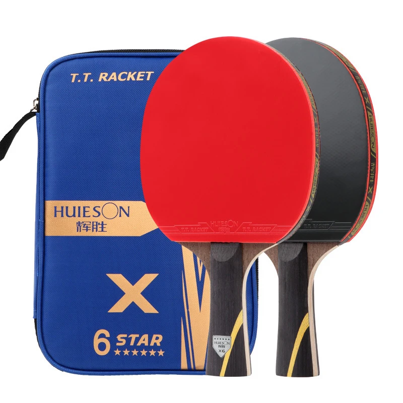 HuiesonX6 Table Tennis Racket Set Training For Adult Beginners Professional Straight Racket And Horizontal Racket.