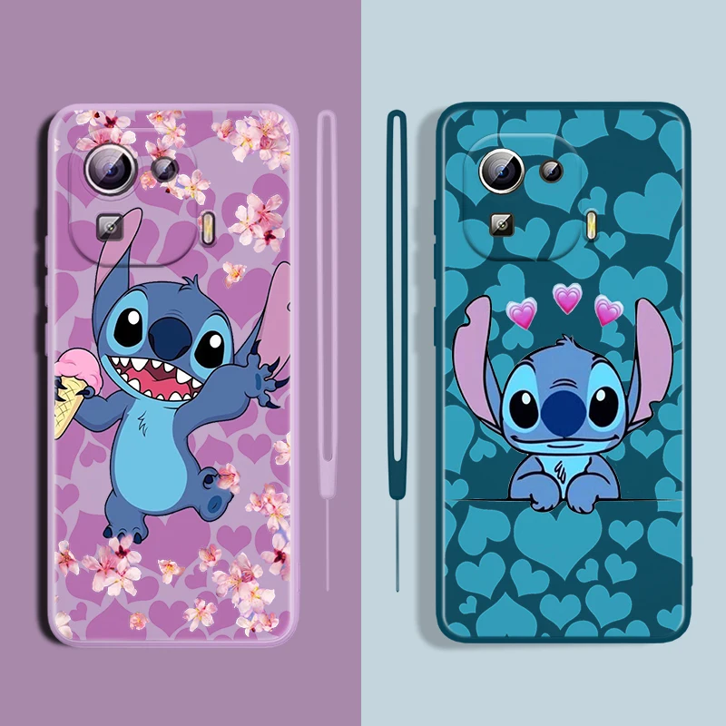 

Lilo & Stitch Disney For Xiaomi MI 12 11i 11 11T 10 10T 10S 9 SE Lite Pro Ultra 5G Liquid Silicone Soft Rope Phone Case