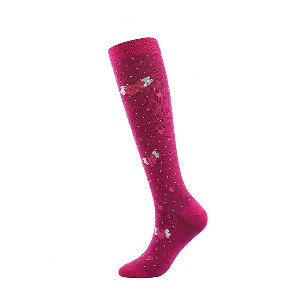

1 Pair Cute Knee High Socks Non-slip Tear-resistant Sports Socks Dot Heart Adults Compression Stockings