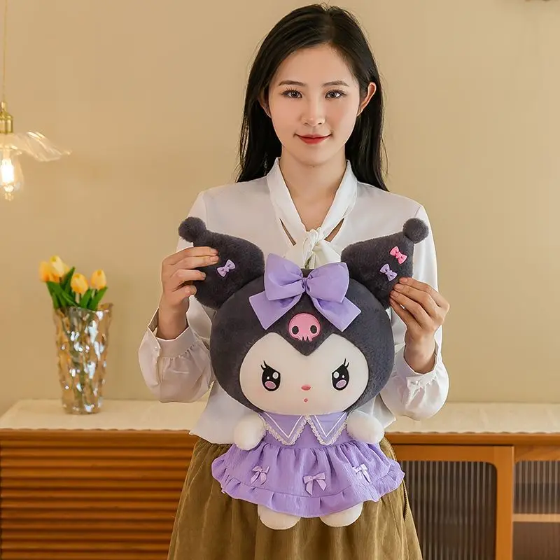 Фото Мягкая подушка-обнимашка Kuromi My Melody для детей, милая мультяшная кукла, подушка для дивана, прикроватная подушка для спальни, кукла-обнимашка с бантом для девочек, детский подарок №3