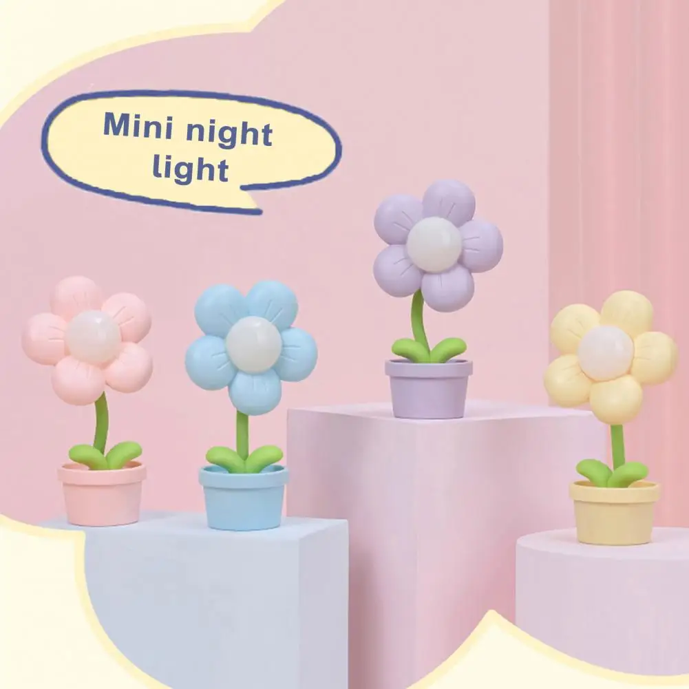 

Kid Lovely LED Flower Table Lamp Flicker Free Soft Lighting Bedside Flowerpot Small Night Light Desktop Decoration Children Gift