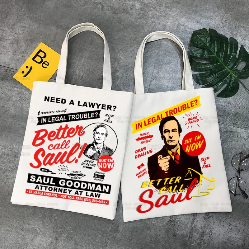 

Better Call Saul Shopper Bags Shopping Bag Tote Bag TV Show Breaking Shoulder Bag Canvas Bags Large Capacity College Handbag
