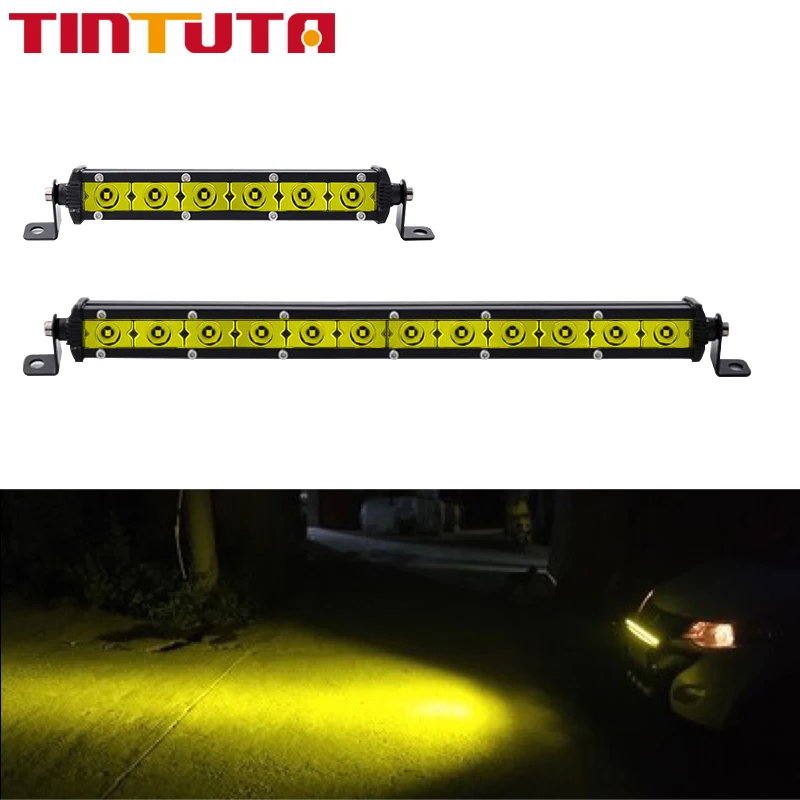 

2PCS Work light LED light strip fog light 8.8inch 18W 6LED 15inch 36W 12LED Yellow Light White SUV Pickup Truck ATV Marine 12V