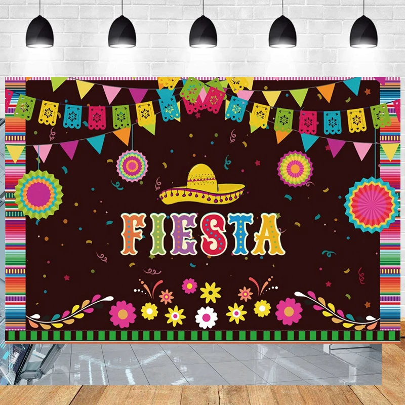 

Mexican Fiesta Backdrops Flag Themed Festival Happy Birthday Party Photography Background Cloth Props Decor Banner Home Studio