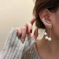 korean trendy exquisite zircon tassel long pearl earrings jwellery women 2022