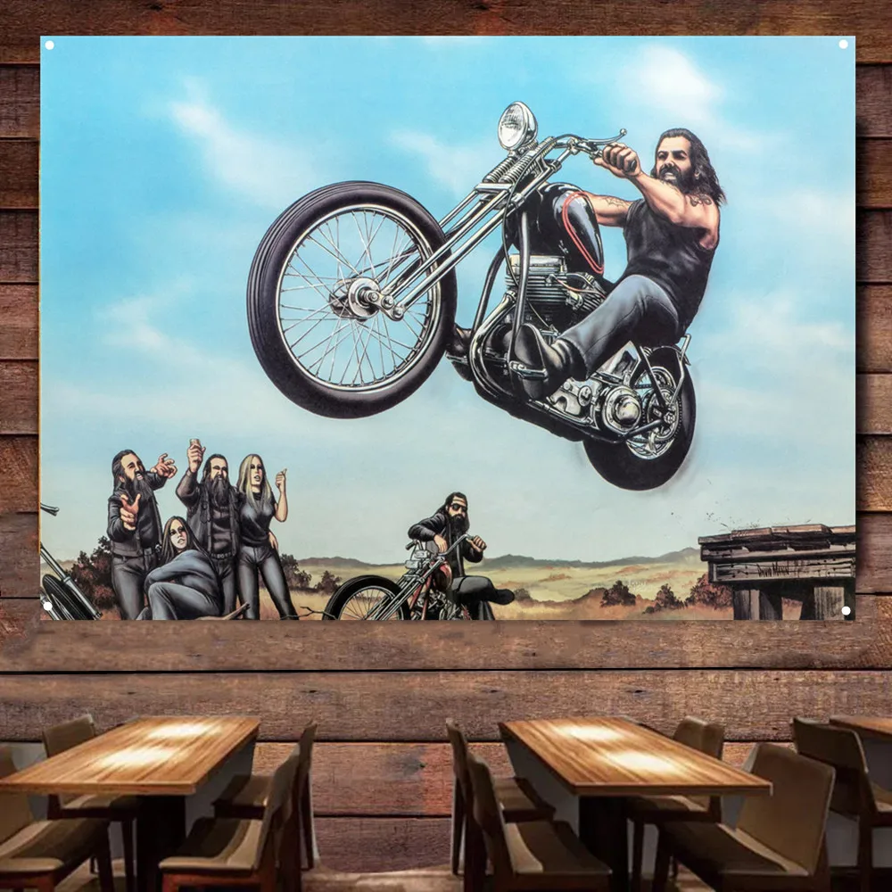 

Vintage Motorcycles Driving Skills Banner Flag Poster Wall Art Painting Tapestry Man Cave Bar Club Pub Garage Home Decor Sticker