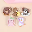 10 шт. Мультяшные животные Лев медведь собака Пингвин плоская задняя сторона кабошон украшения для волос банты Аксессуары Сделай Сам Скрапбукинг