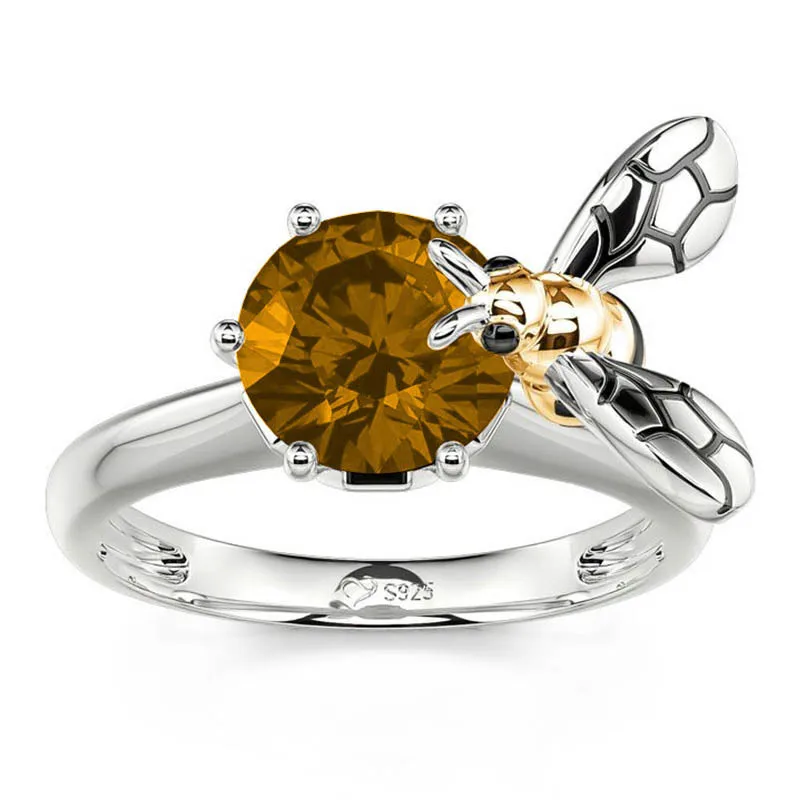 

2022 New Fashion Gold Copper Insect Collection Jewelry Hot Selling Bee Charm Finger Open Ring Design Adjustable
