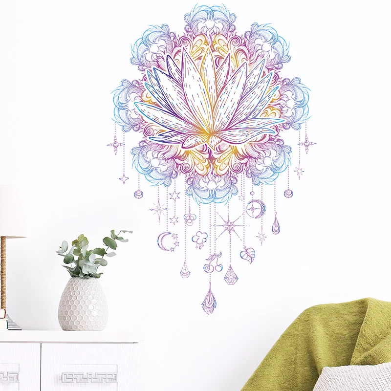 

National style lotus mandala pendant children's bedroom home wall background decoration self-adhesive DIY wall stickers