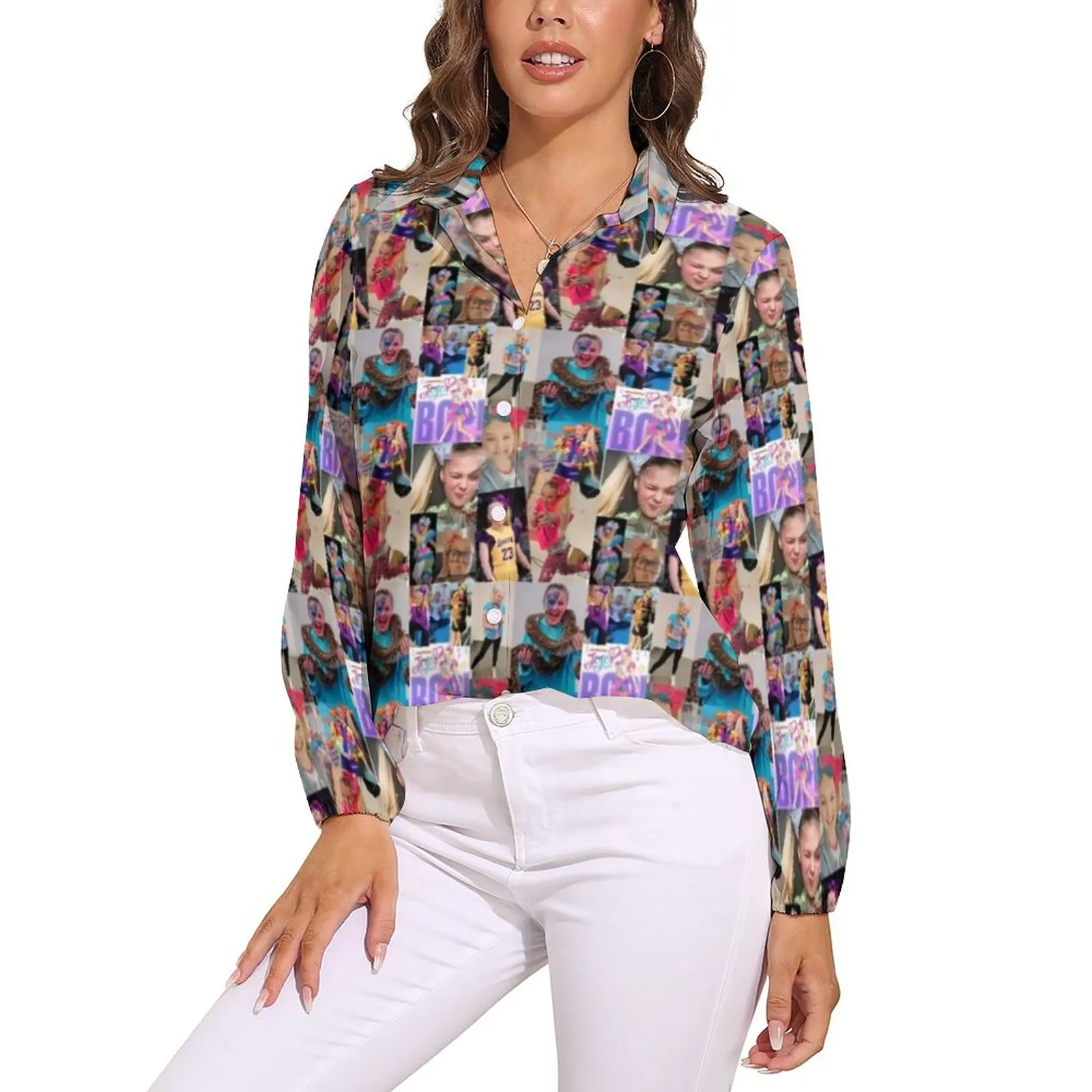 

Jojo Siwa Print Loose Blouse Funny Meme Streetwear Oversized Blouses Female Long Sleeve Elegant Shirt Summer Pattern Clothing