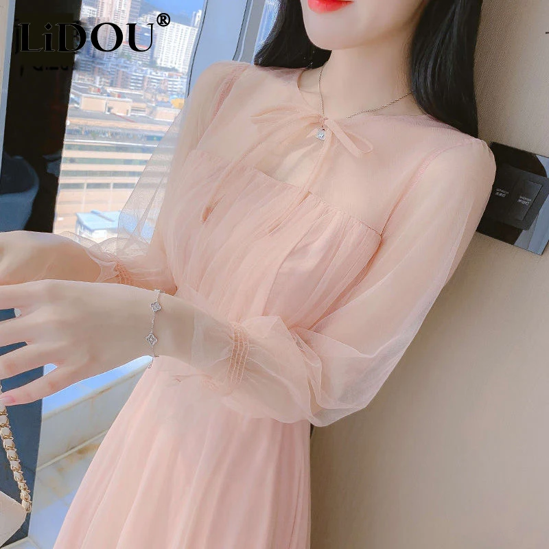 Spring 2022 New Girl's Young Style Sweet Fresh Pink Organza Bow Lace Up A-line Dress Perspective Petal Long Sleeve Gauze Dresses
Spring 2022 New Girl's Young Style Sweet Fresh Pink Organza Bow Lace Up A-line Dress Perspective Petal Long Sleeve Gauze Dresses