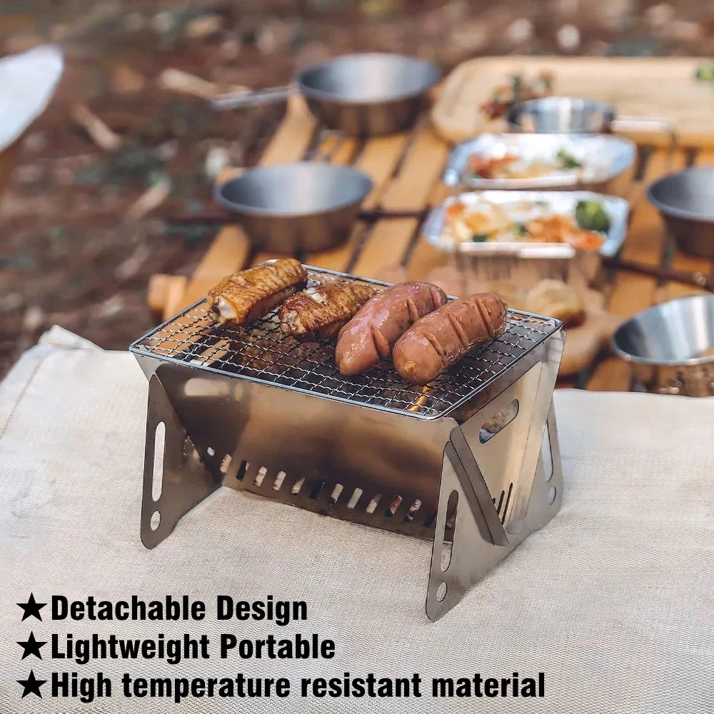 

2022 The New Outdoor Portable BBQ Camping Folding Compact Grill Stainless Steel Charcoal Barbeque Grill Detachable Bonfire Stove