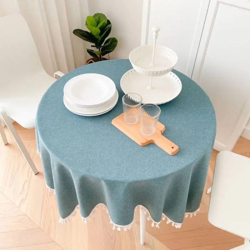 

The tablecloth square round table cloth art pure color small and pure and fresh _Jes931