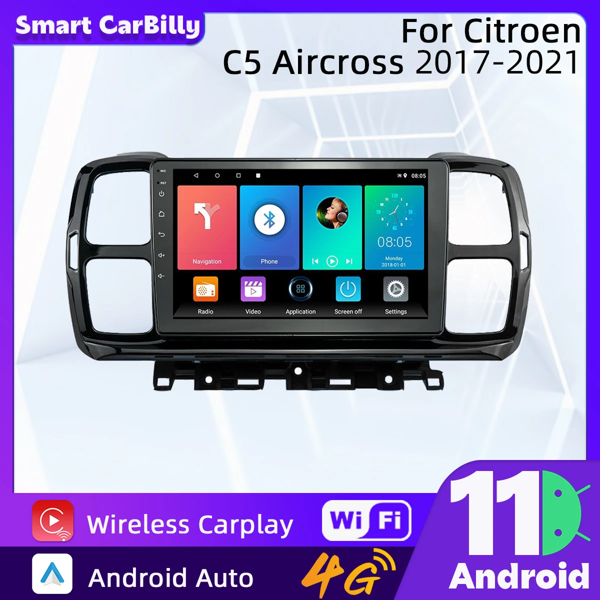

Автомобильный радиоприемник 2 Din Android для Citroen C5 Aircross 2017-2021 GPS-навигация Wifi FM BT Автомобильный мультимедийный плеер авторадио