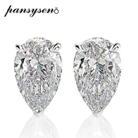 pansysen sparking solid 925 silver simulated moissanite stud earrings for women classic wedding engagement fine jewelry earring