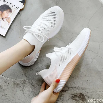 Woman Vulcanized Sneakers Women's Shoes Spring White Breathle Sports Mesh Versatile Summer Flats Hlow Walking No-slip New 1