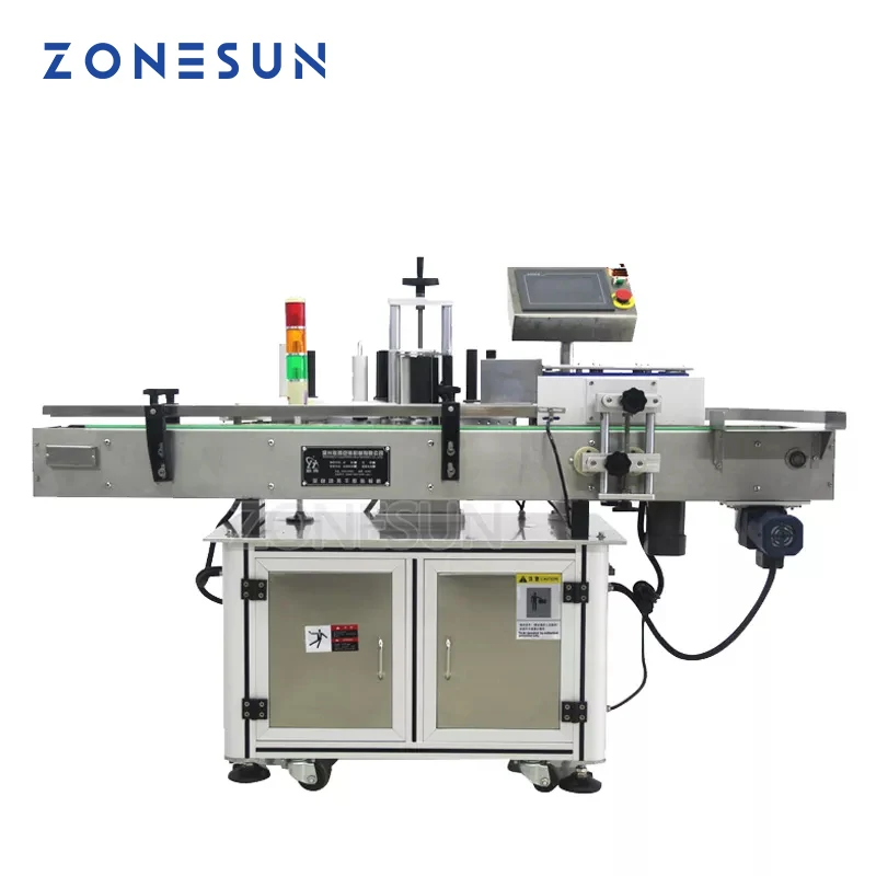Автоматическая машина ZONEUN для нанесения этикеток на круглые бутылки, машина для нанесения этикеток на пищевые банки, пластиковые бутылки для домашних животных, машина для нанесения этикеток, дозатор этикеток
