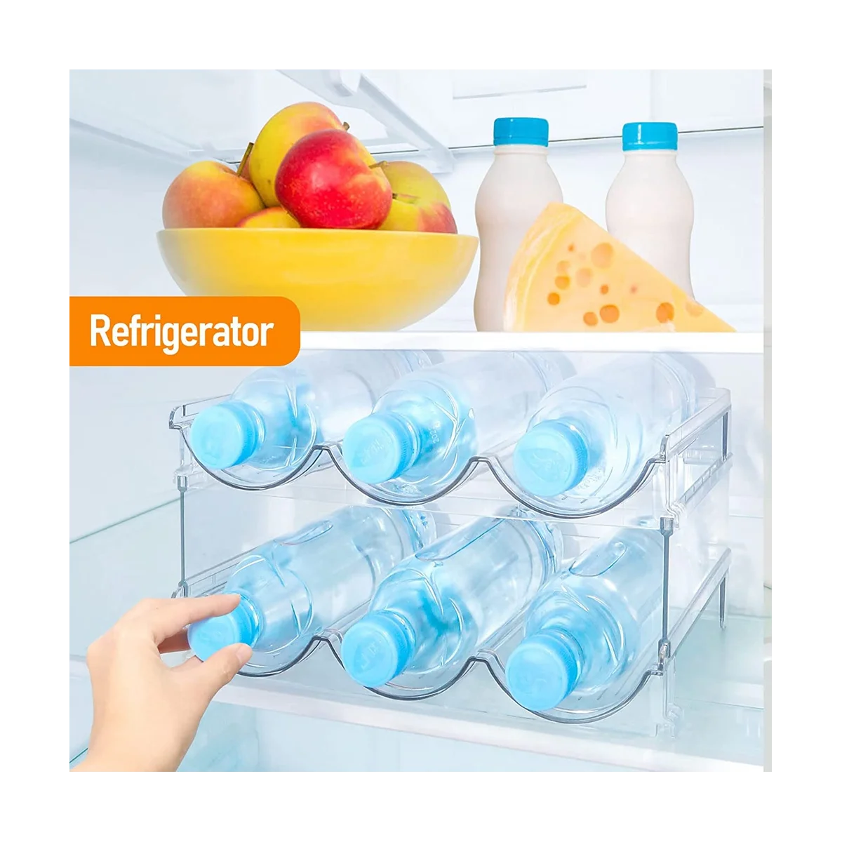

Органайзер для бутылок с водой, 2 упаковки, Штабелируемый пластиковый держатель для бутылок с водой, винные стойки для кухни, холодильника