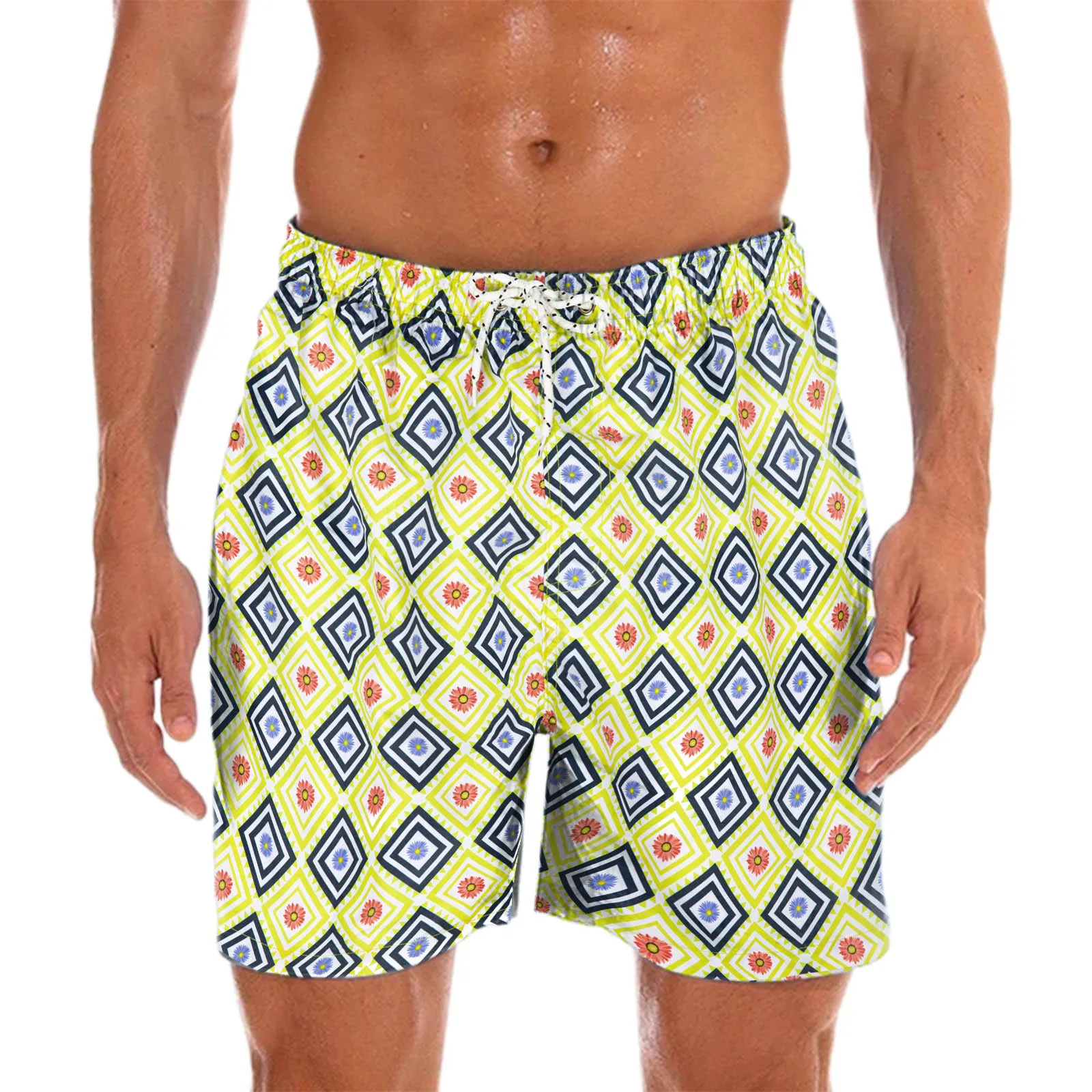 

Summer Fit Fitness Casual Beach Shorts Summer Printed Board Shorts Long Mens Board Shorts Mens Swimwear Elastic Waist