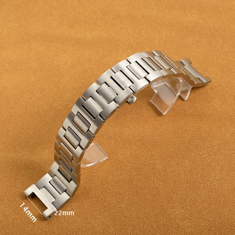 22mm Stainless Steel Watch Band Bracelet Men Silver Cruved End Watchband For Fit Cartier Pasha Steel Bracelet