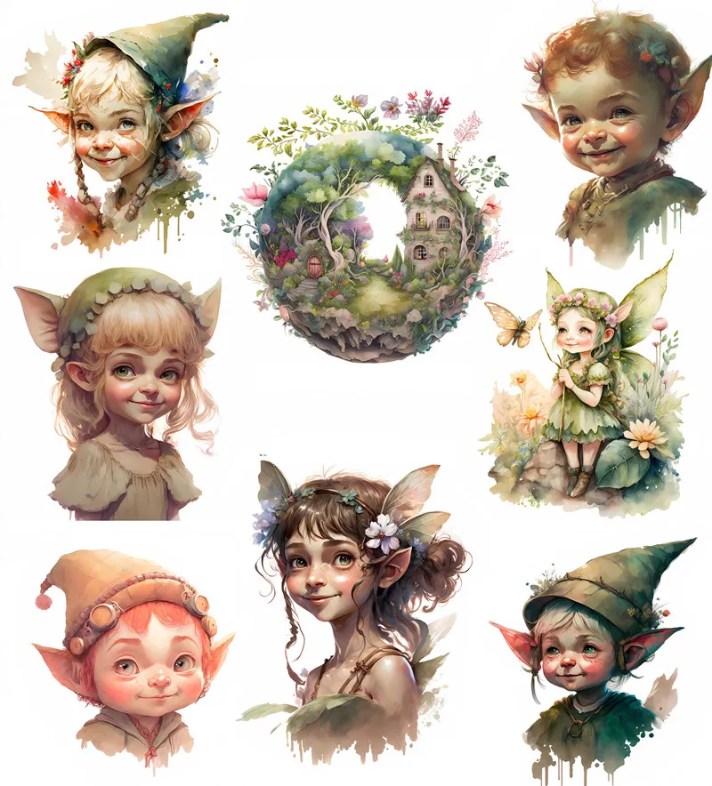 

8Pcs/Pack Cute Forest Magic Elf Sticker DIY Craft Scrapbooking Album Junk Journal Decorative Stickers