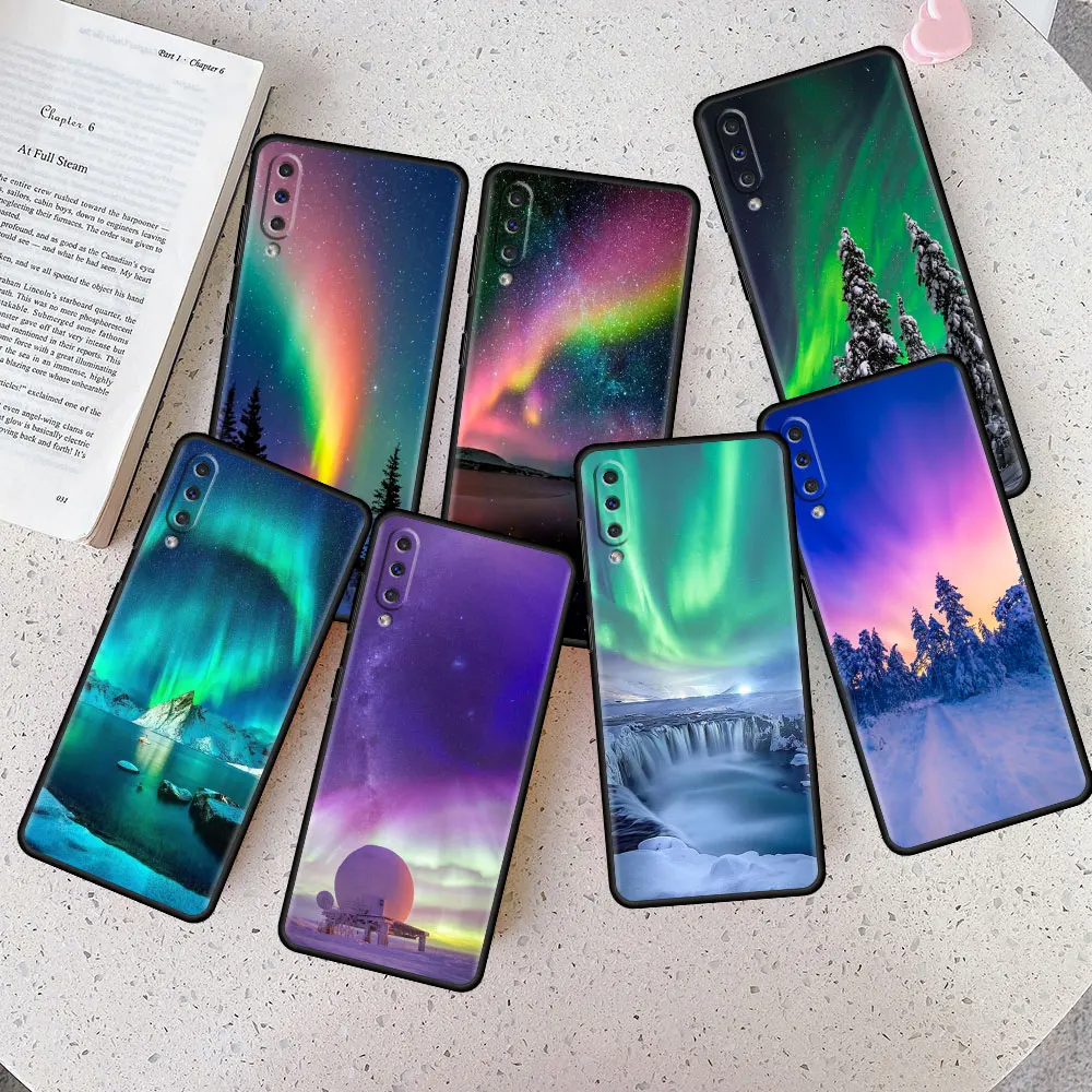 

Cell Case Coque Samsung Galaxy A32 A52 A12 A51 A72 A50 A21s A40 A10e A30 A20s A71 A53 A10s Northern Lights Sky Matte Silicone