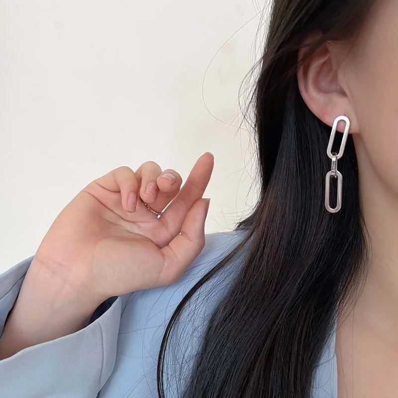 

Женские Геометрические серьги-кольца, длинные висячие серьги из нержавеющей стали, прямоугольной формы, украшения для женщин, 2023