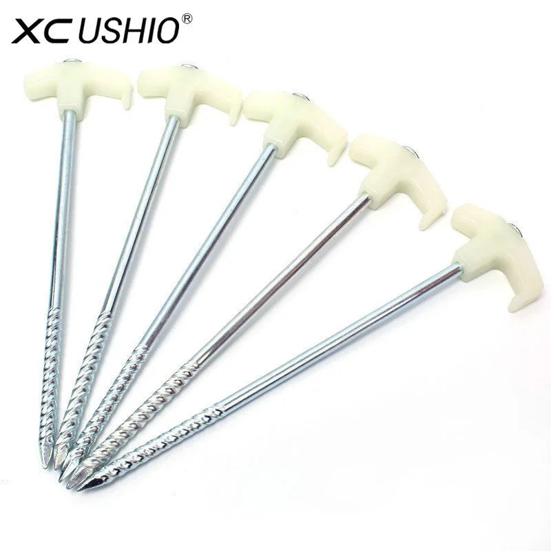 

2/4/8/10Pcs Ultralight Camping Tent Pegs 25cm Florescent Long Screw Thread Tent Stakes Steel Tent Nails Outdoor Tent Accessories