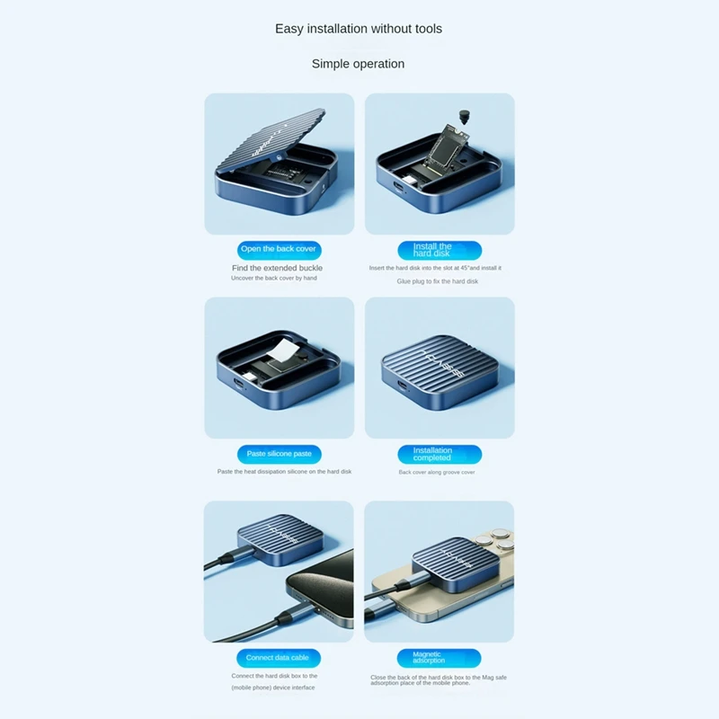 Корпус SSD ACASIS M.2 2230 Nvme USB C 3 1 до 10 Гбит/с магнитный внешний для ноутбука телефона