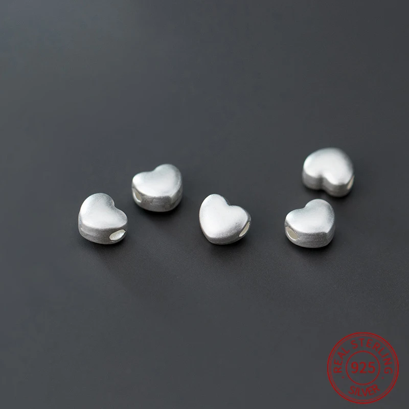

S999 pure silver 3d hard silver heart shape loose beads spacers for needlework jewelry making diy bracelet necklace