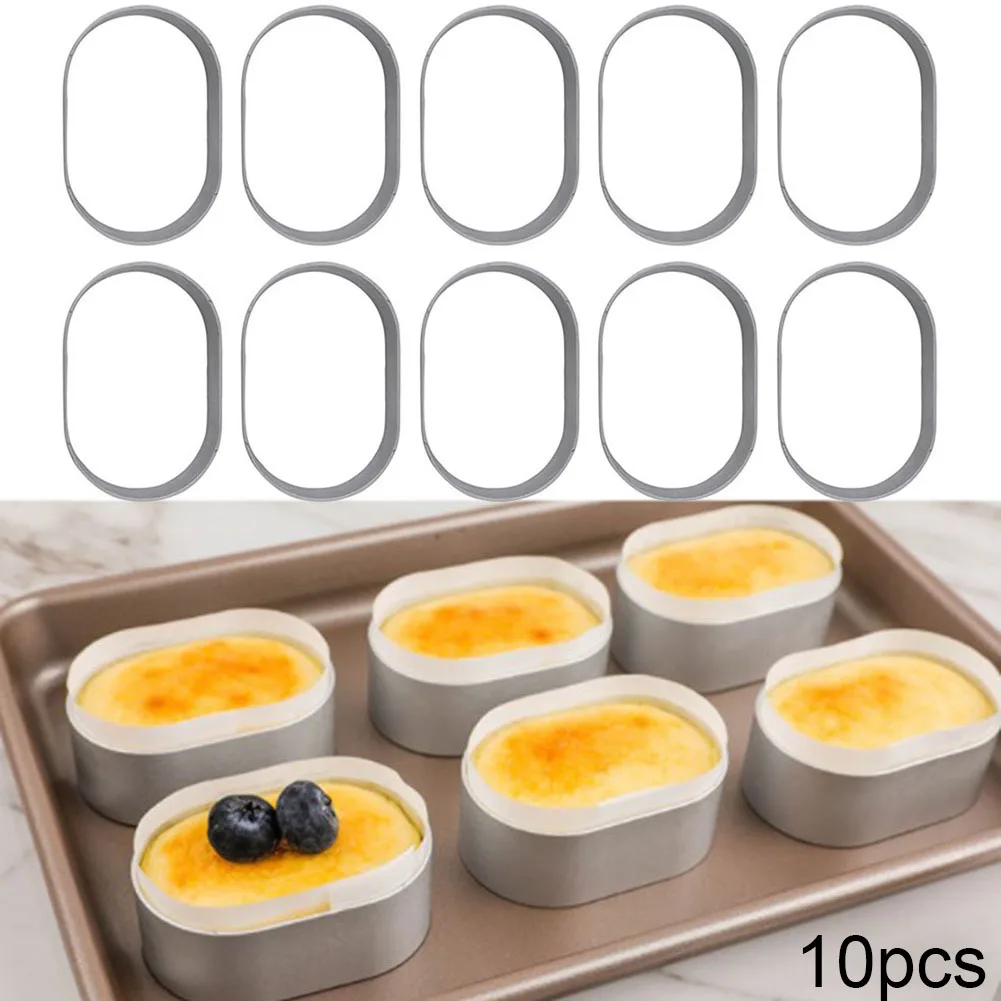 

10PCS Mini Aluminium Oval Egg Shape Cheese Cake Rings Half-Cooked Molds Bread Loaf Baking Dishes DIY Kitchen Baking Tool