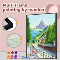 ruopoty diy painting by numbers with multi aluminium frame kits 60x75cm landscape diy craft coloring by numbers for home decors
