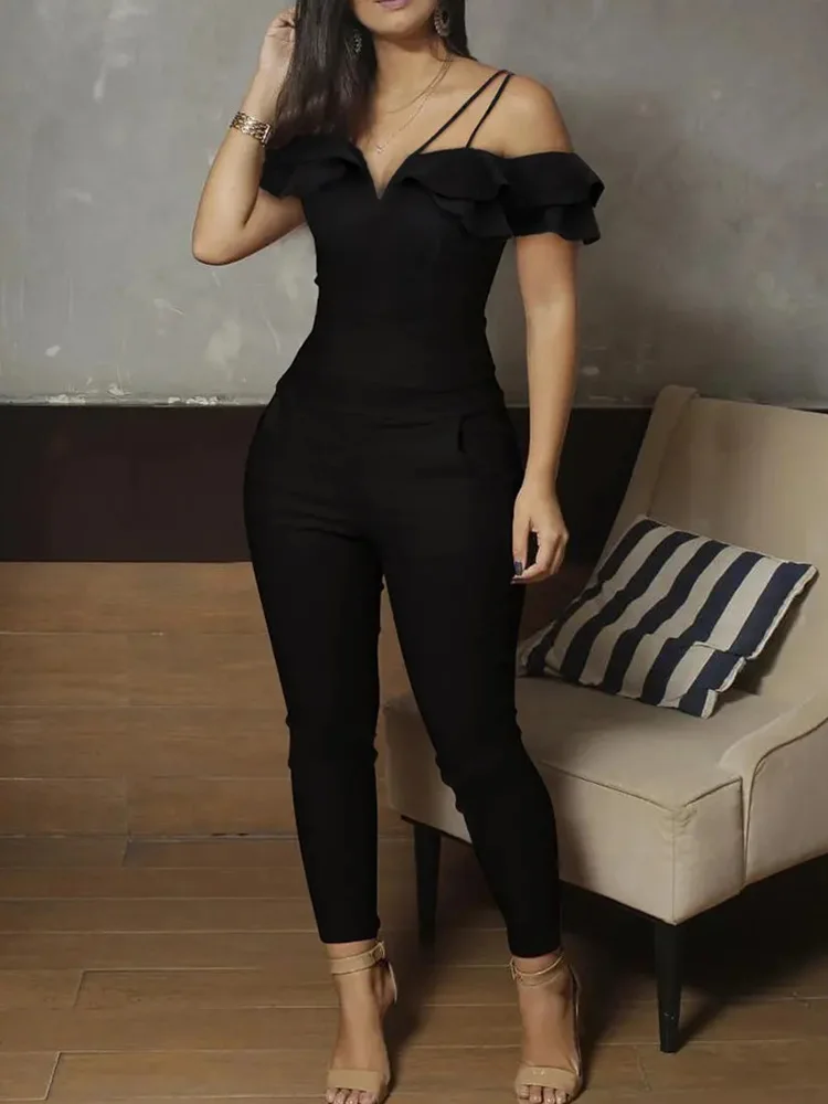 

Cold Shoulder Backless Ruffles Jumpsuits