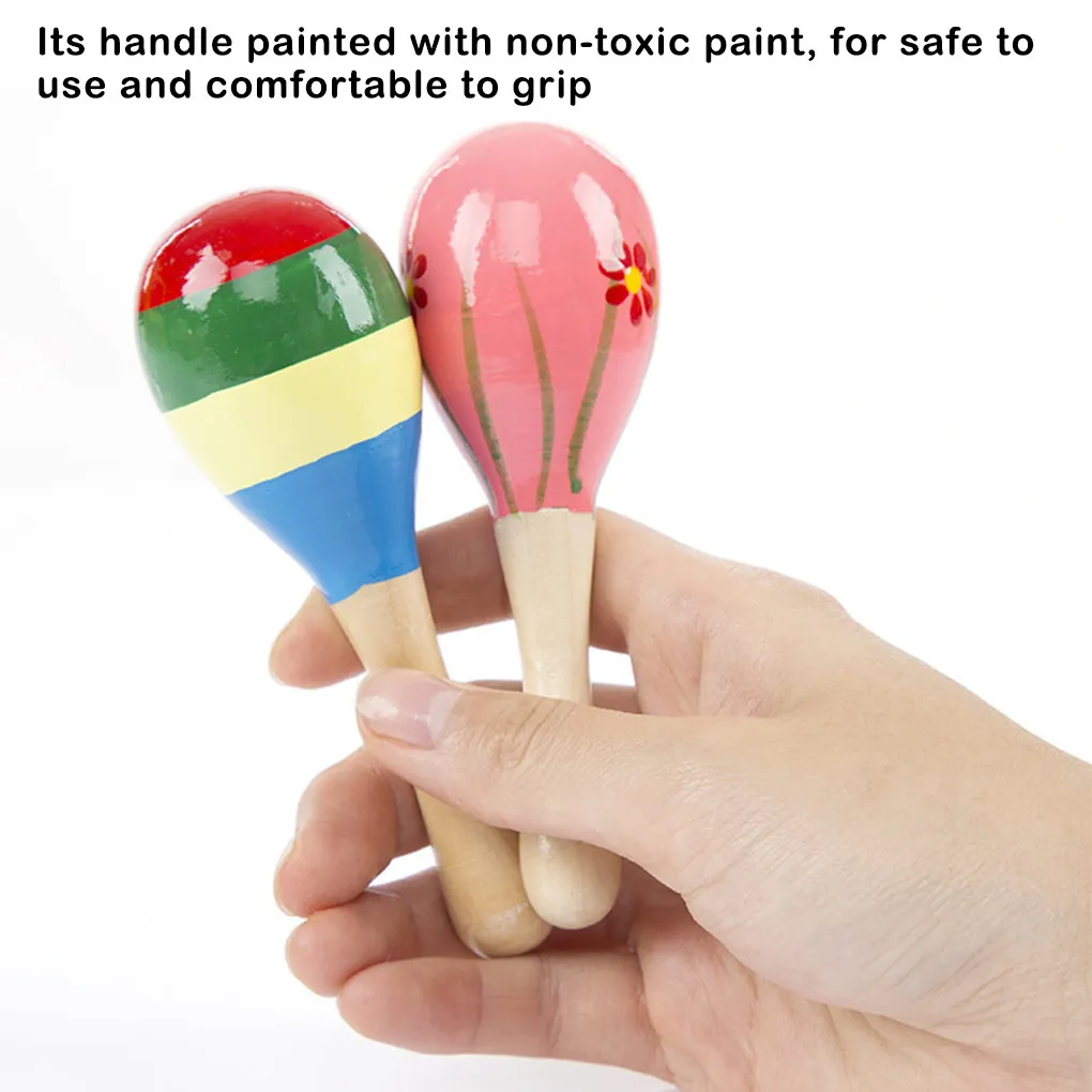 

Hot Sale Small Wooden Rattles Egg Shaker Kids Musical Party Favor Kid Baby Sand Shaker Newborn Sand Hammer Toy Random Color