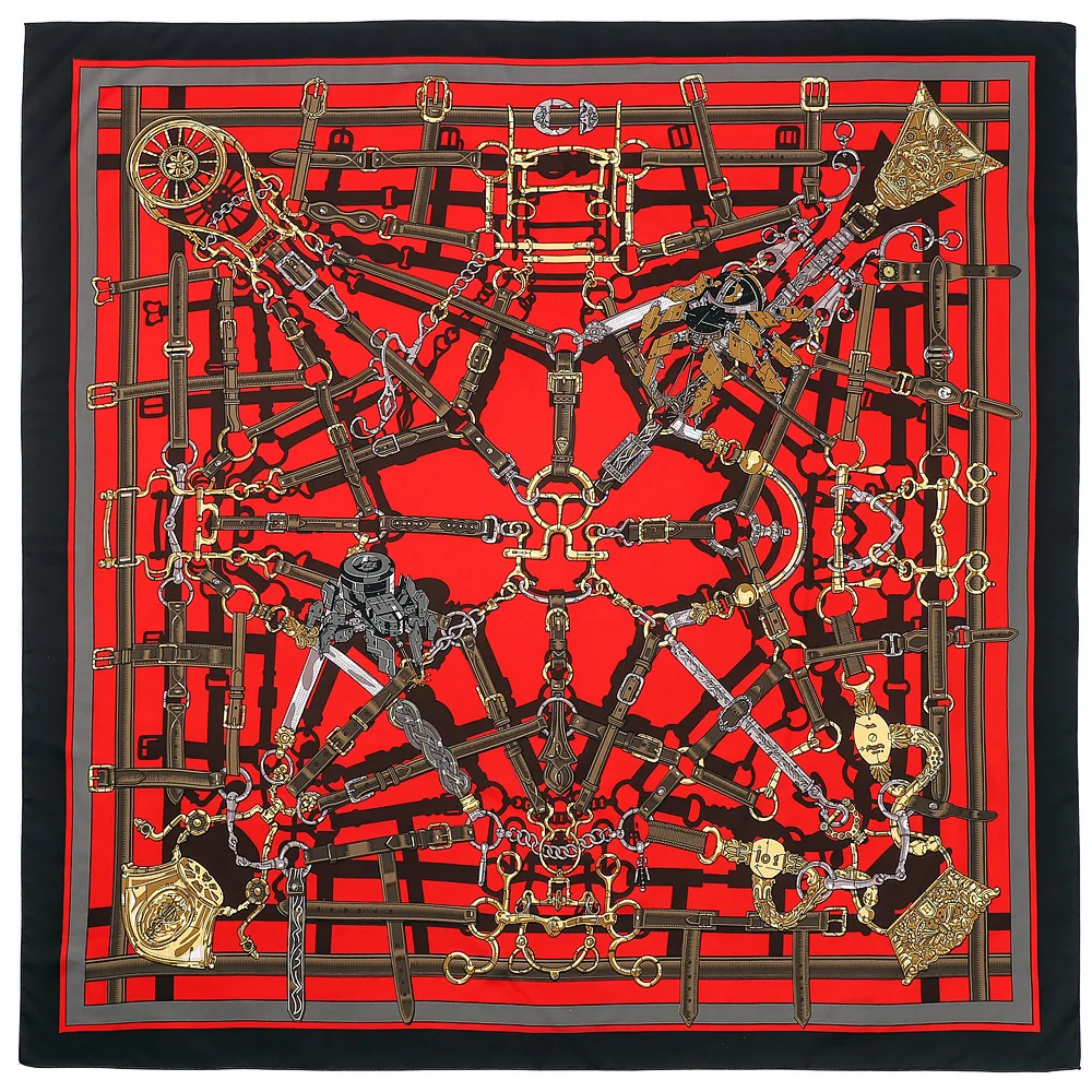 100% шелковый шарф женские большие шали европейский пояс с цепочкой палантины