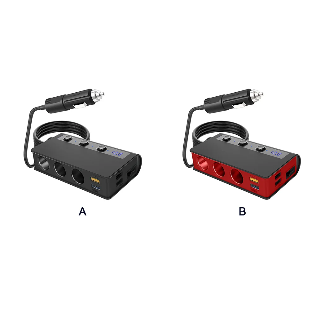 

180W Car Lighter Socket Outlet Splitter 4 Port QC3.0 Adapter Fast Charge Improvement Replacement Receptacle Charger