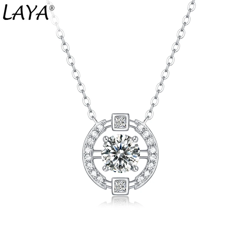 

LAYA Настоящее 1 Карат Муассанит Кулон Цепочки и ожерелья Для для женщин 100% Стерлингового Серебра 925 Бьющееся Сердце Бриллиантовое цепочки и о...