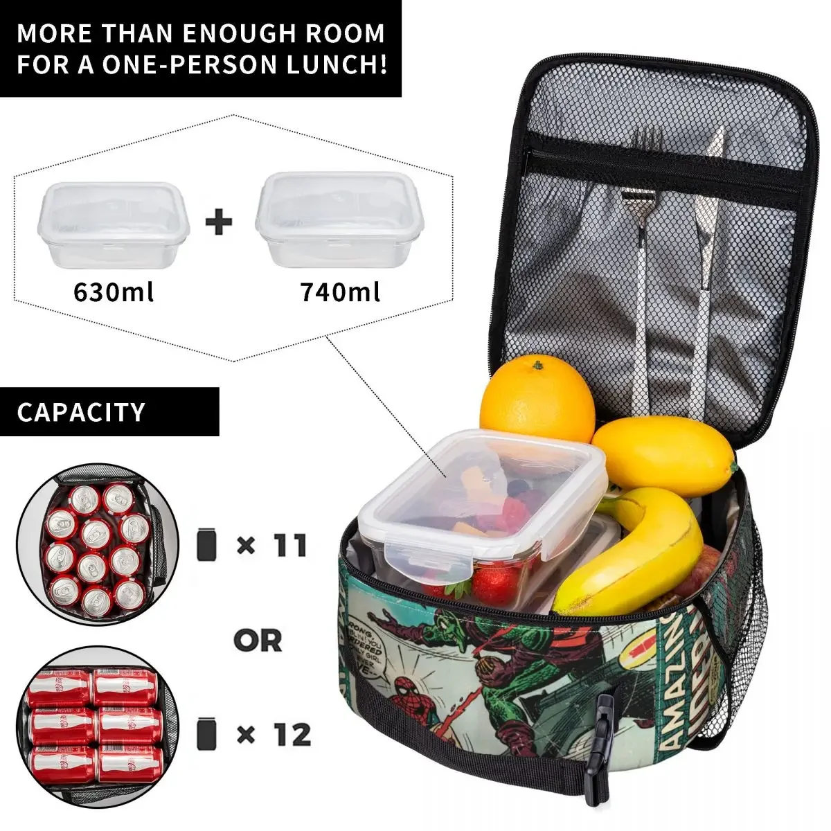 Сумка Для Обеда Marvel Человек-паук Портативная Многоразовая Термосумка Офиса