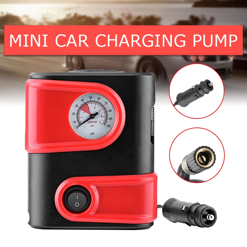

Mini Small Car Air Compressor Inflatable Pump DC 12V 100PSI Portable Auto Tire Pump Inflator For Car Bicycles Motorcycles
